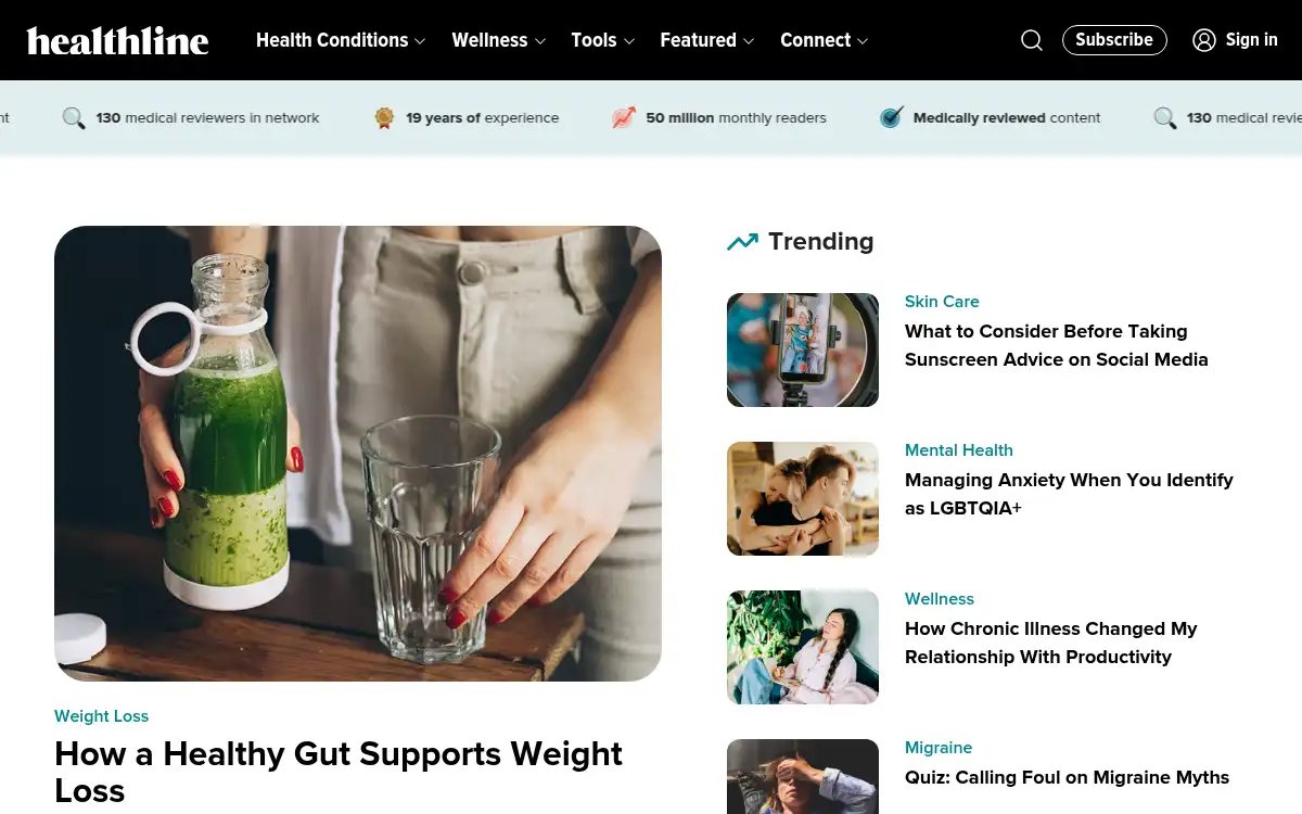 Final screenshot of https://www.healthline.com/