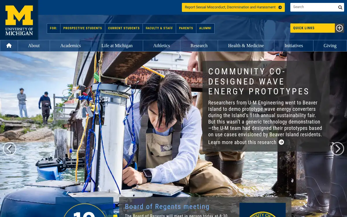 www.umich.edu screenshot