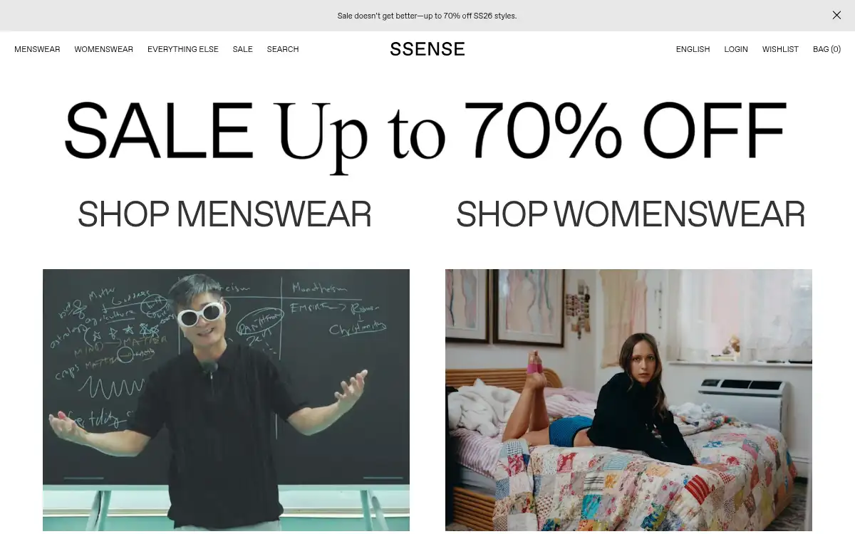 www.ssense.com screenshot
