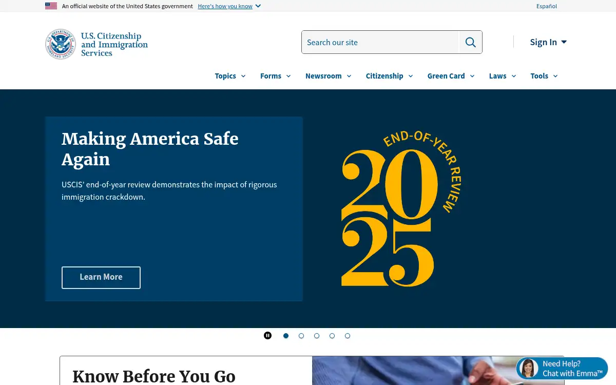 www.uscis.gov screenshot