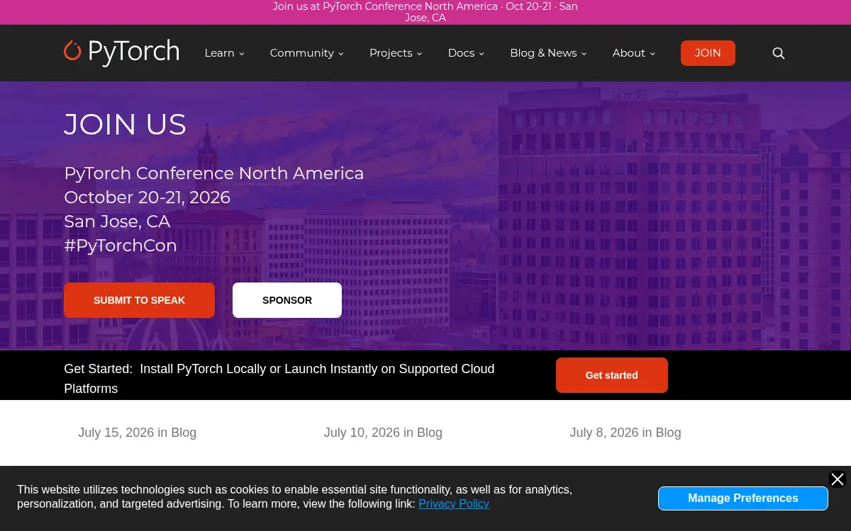 www.pytorch.org screenshot