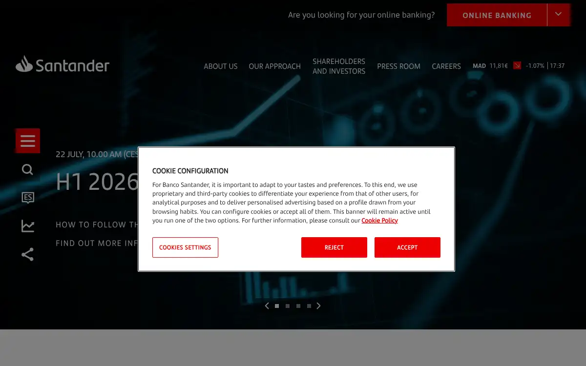 www.santander.com screenshot