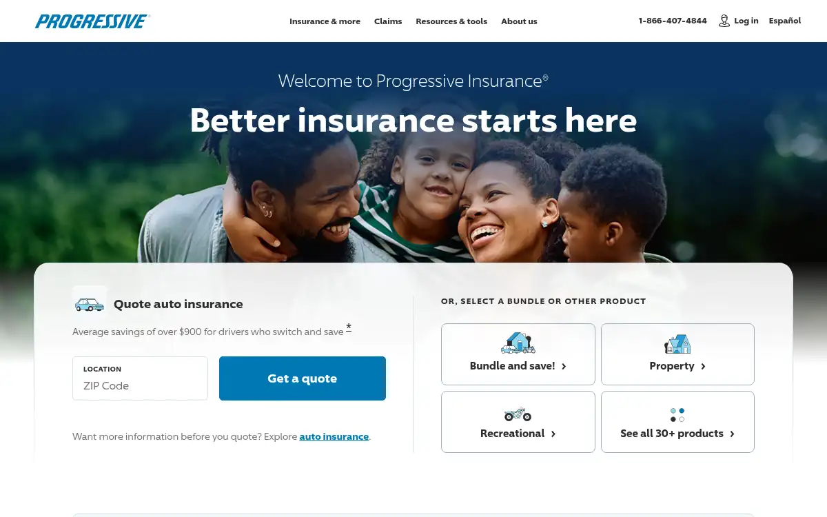 www.progressive.com screenshot