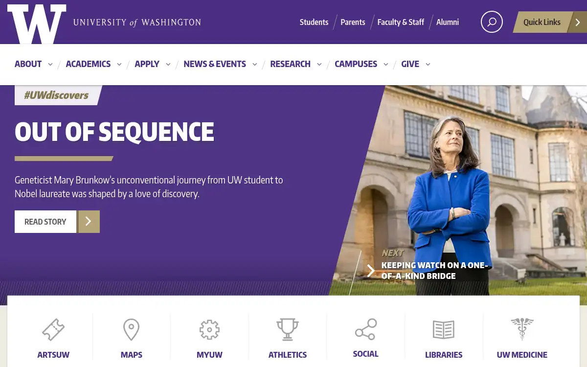 www.washington.edu screenshot