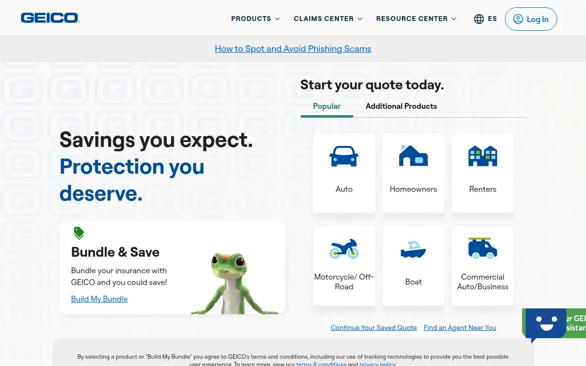 www.geico.com screenshot