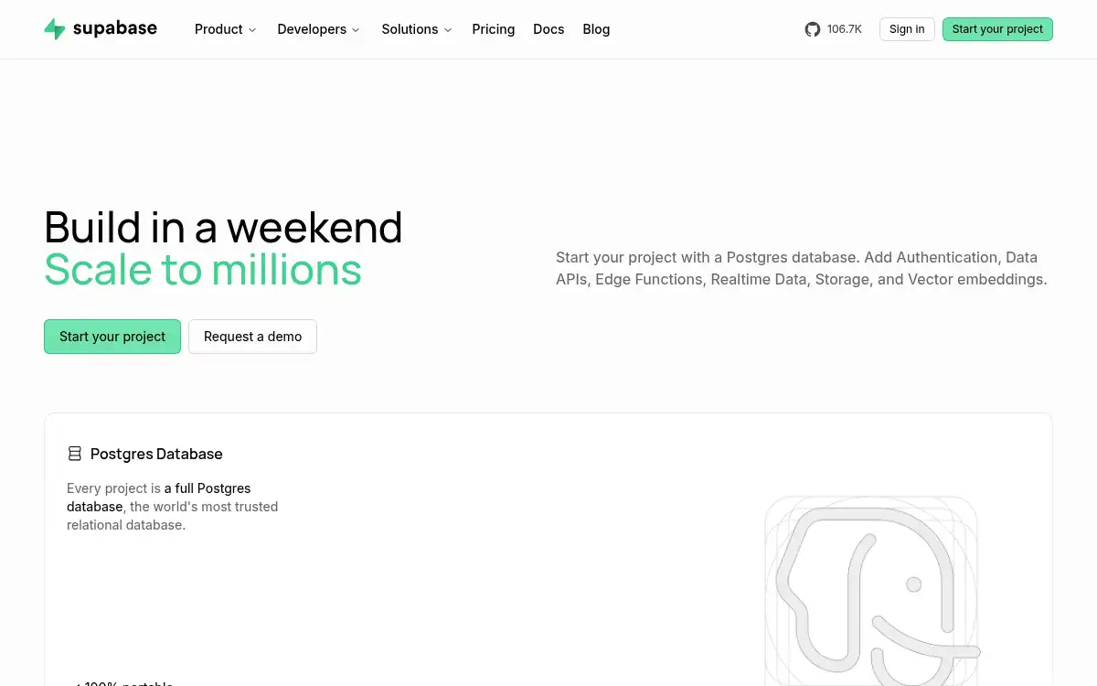 www.supabase.com screenshot