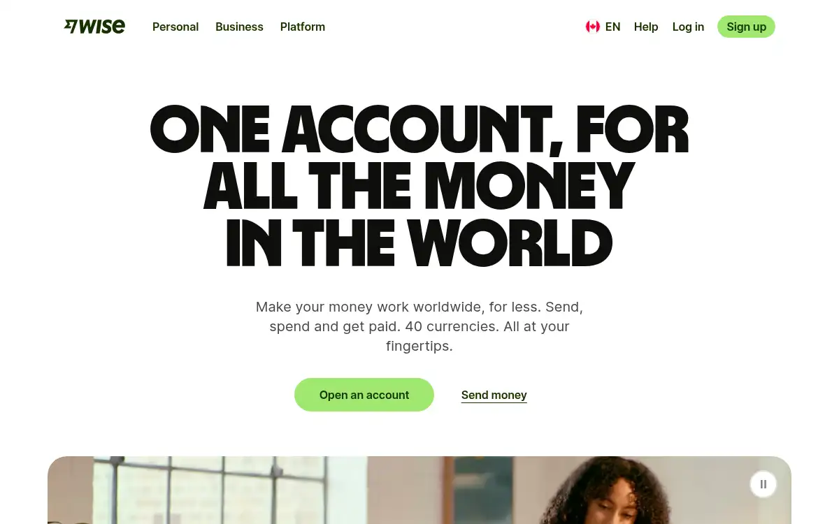 www.wise.com screenshot