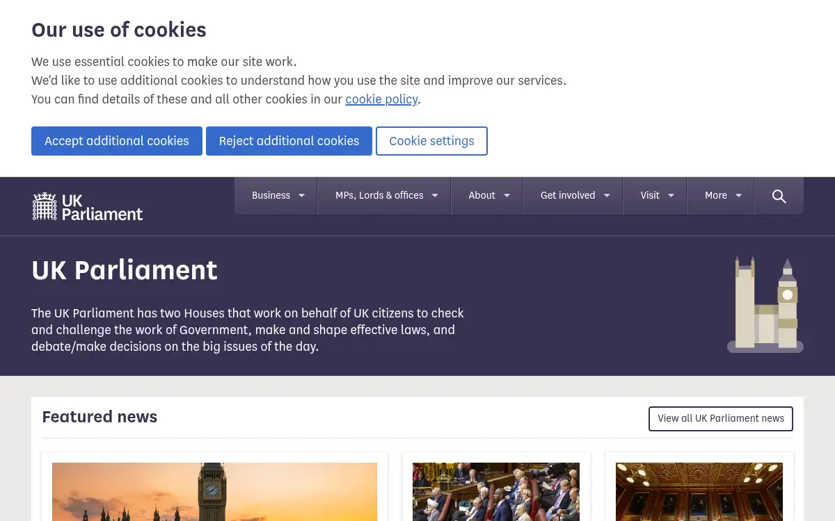 www.parliament.uk screenshot