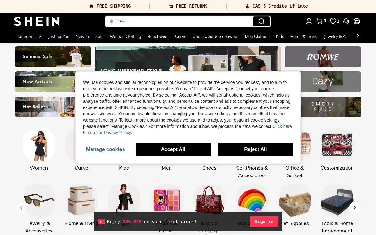 www.shein.com screenshot