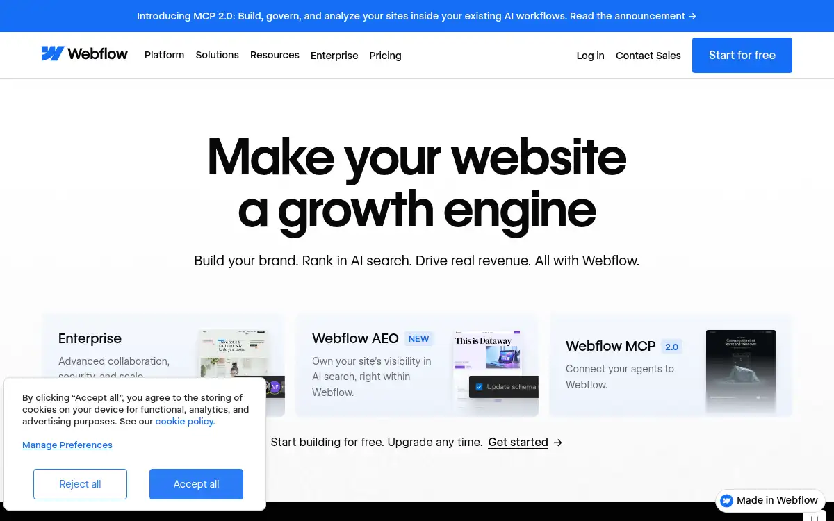 www.webflow.com screenshot