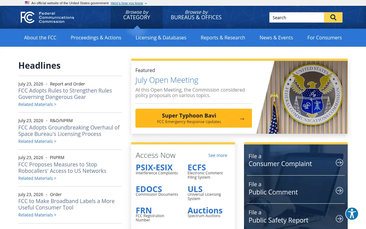 www.fcc.gov screenshot