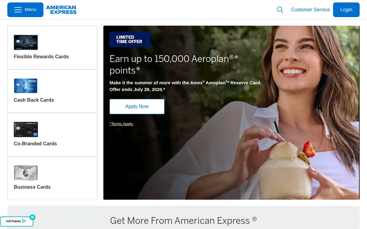 www.americanexpress.com screenshot