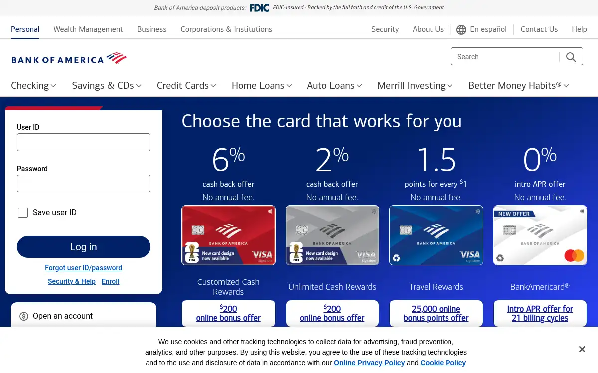 www.bankofamerica.com screenshot