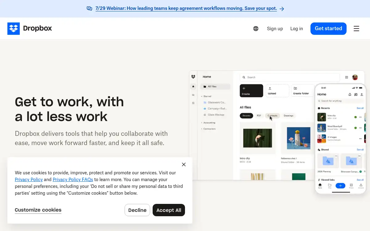 www.dropbox.com screenshot