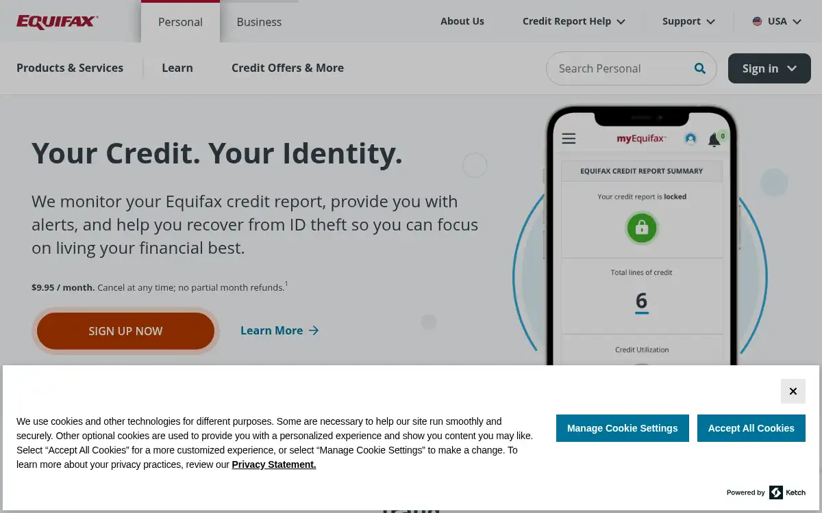 www.equifax.com screenshot