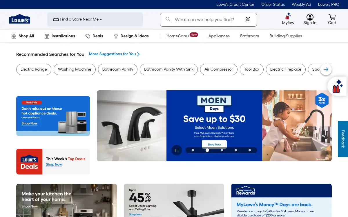 www.lowes.com screenshot