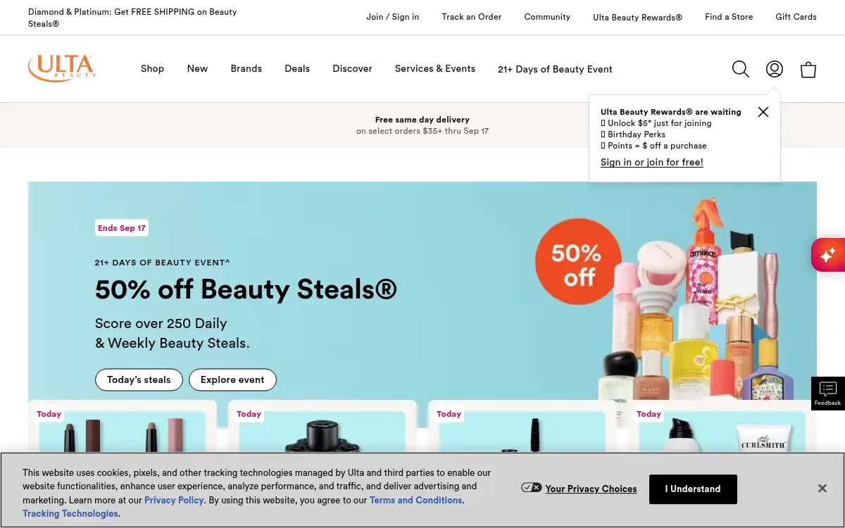 www.ulta.com screenshot