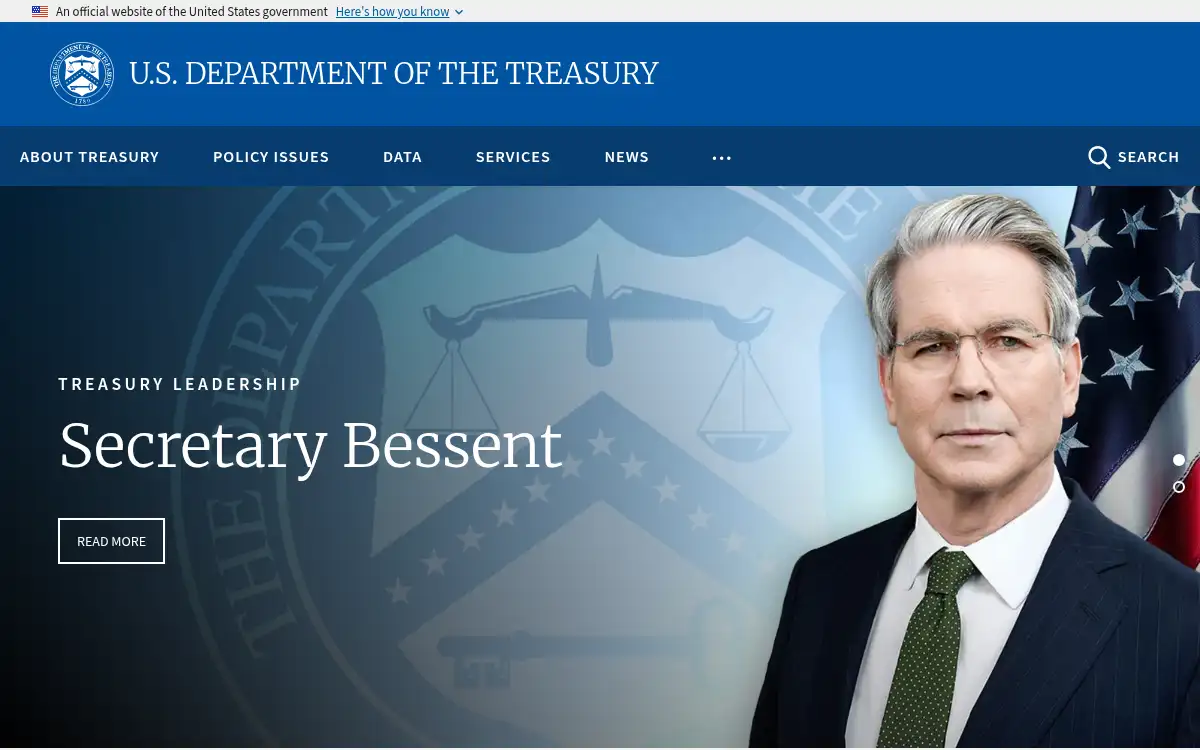 www.treasury.gov screenshot