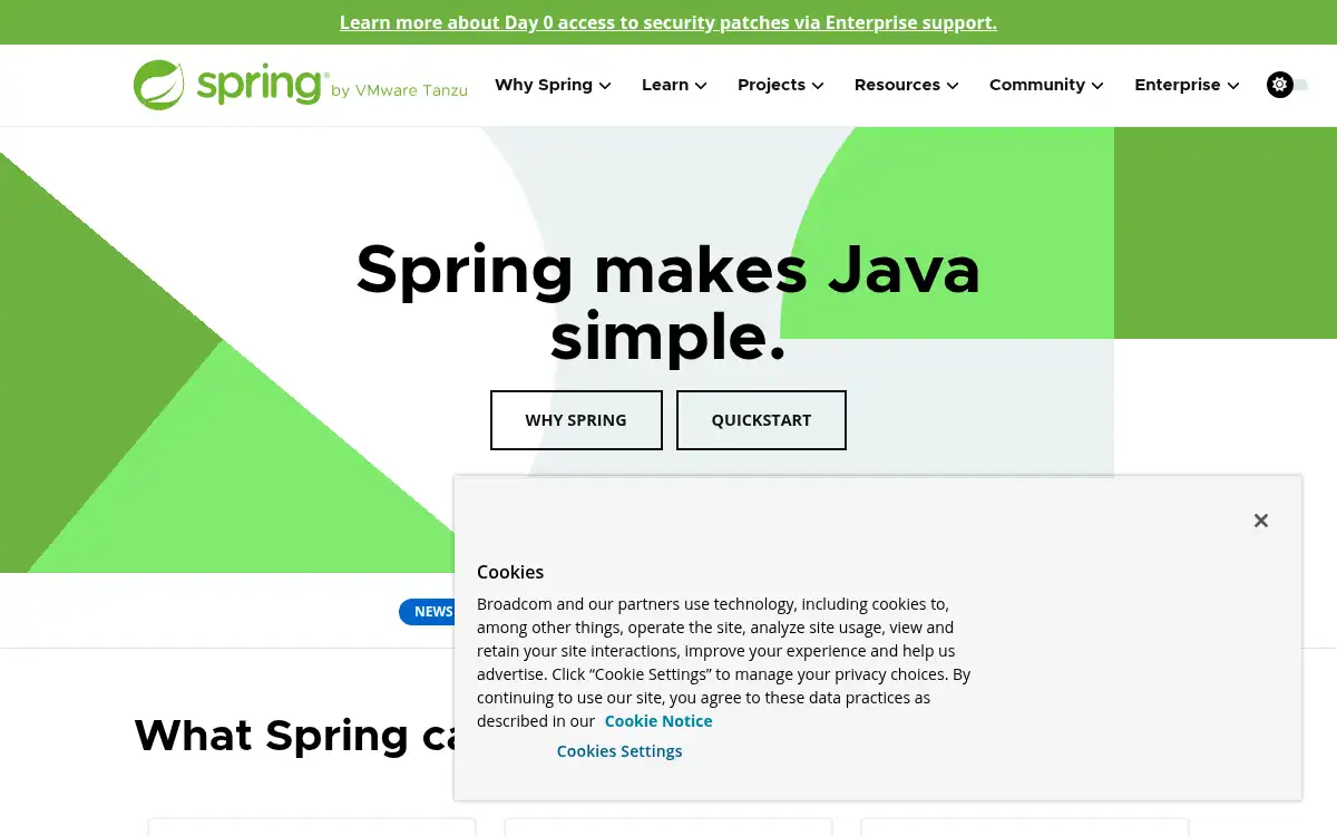 www.spring.io screenshot