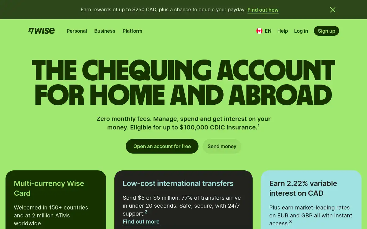 www.wise.com screenshot