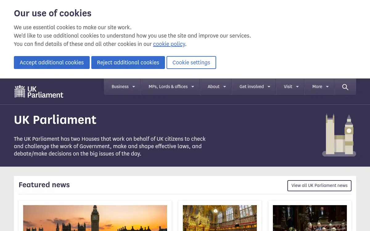 www.parliament.uk screenshot