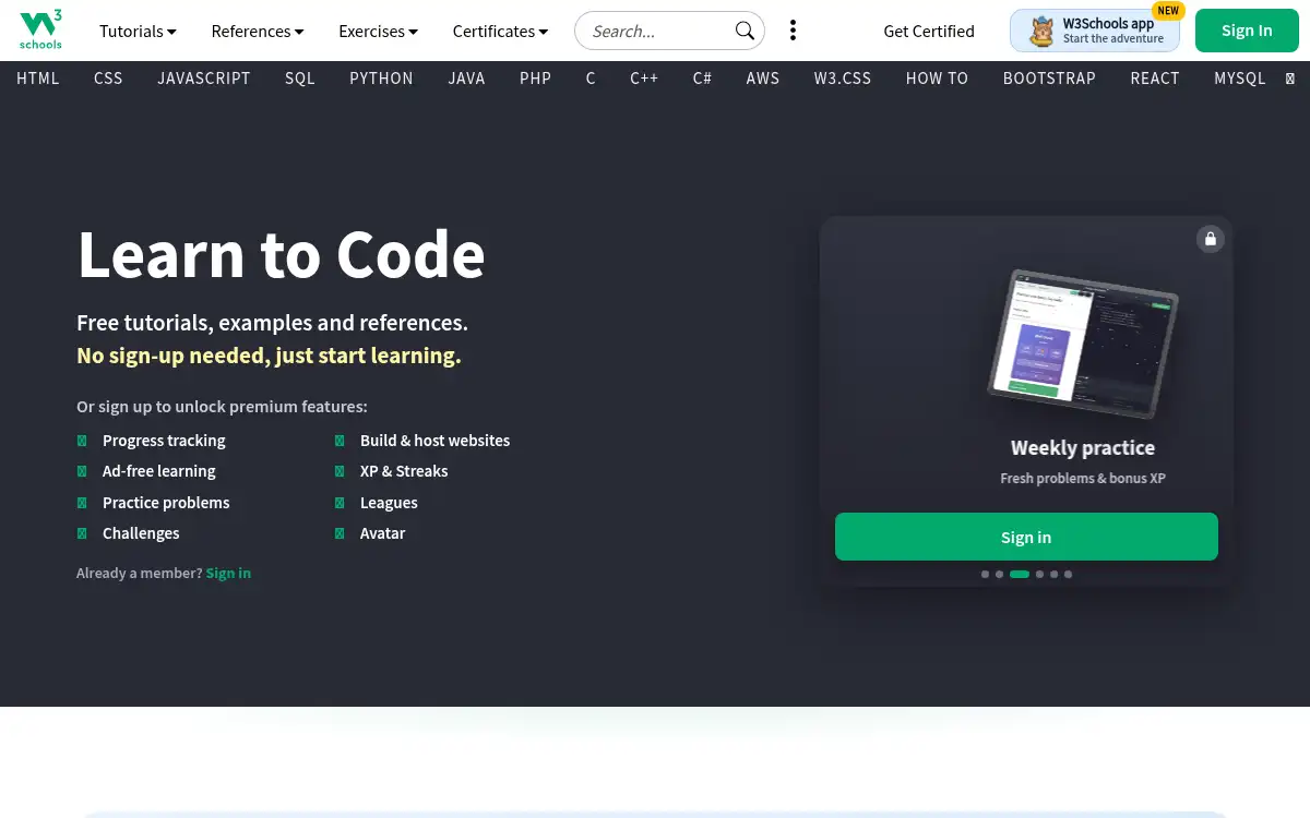 www.w3schools.com screenshot