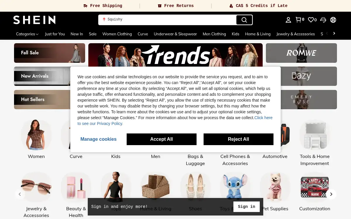 www.shein.com screenshot