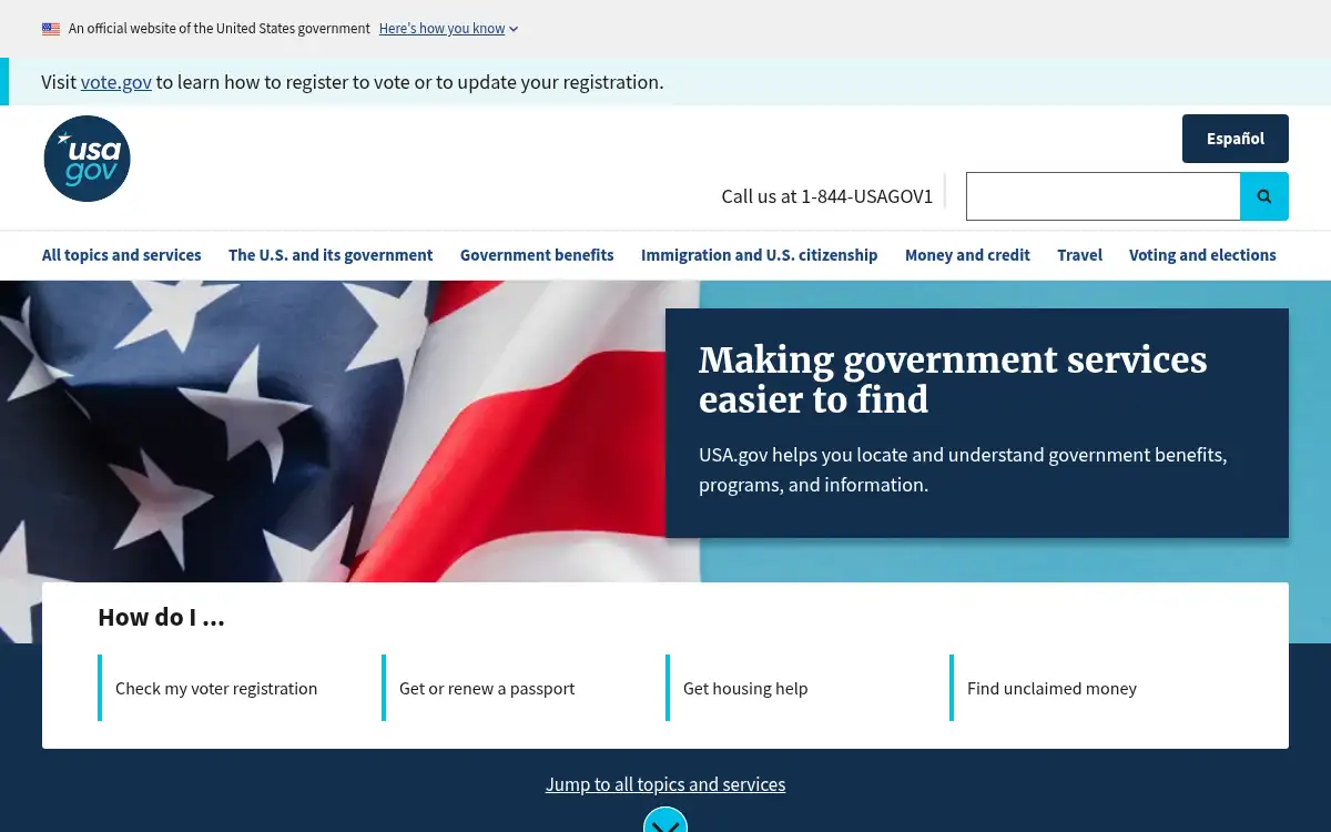 www.usa.gov screenshot