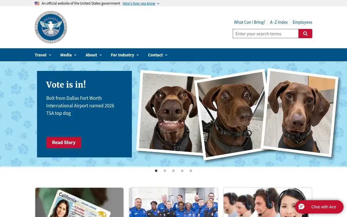 www.tsa.gov screenshot