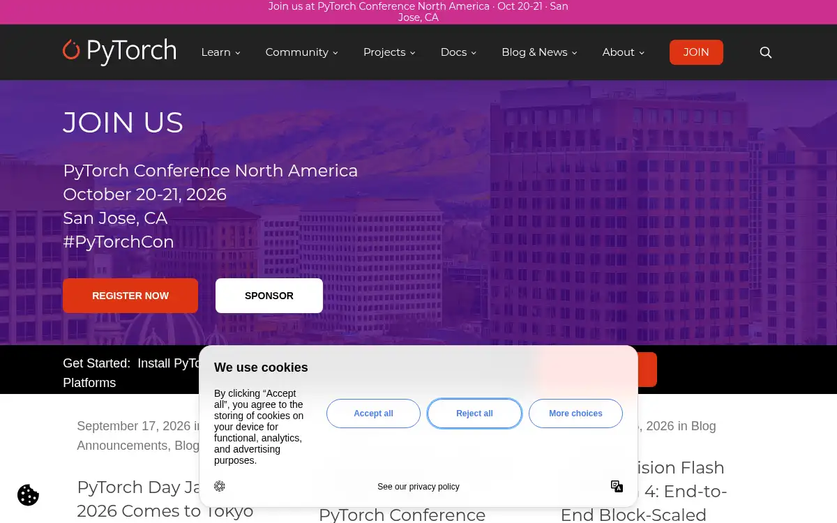 www.pytorch.org screenshot