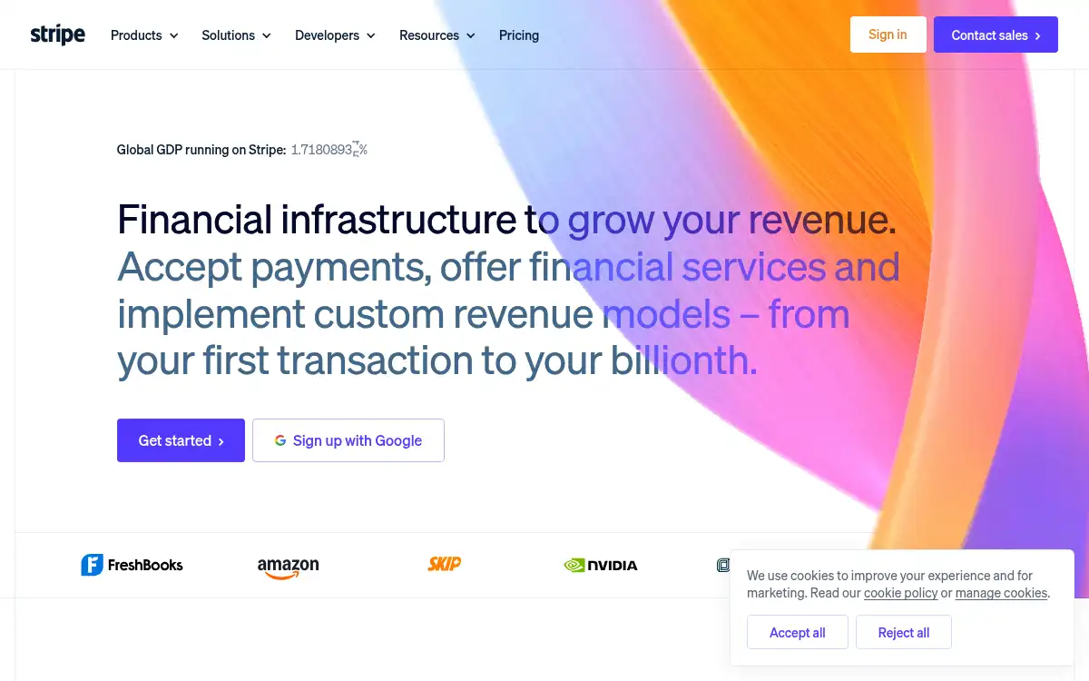 www.stripe.com screenshot
