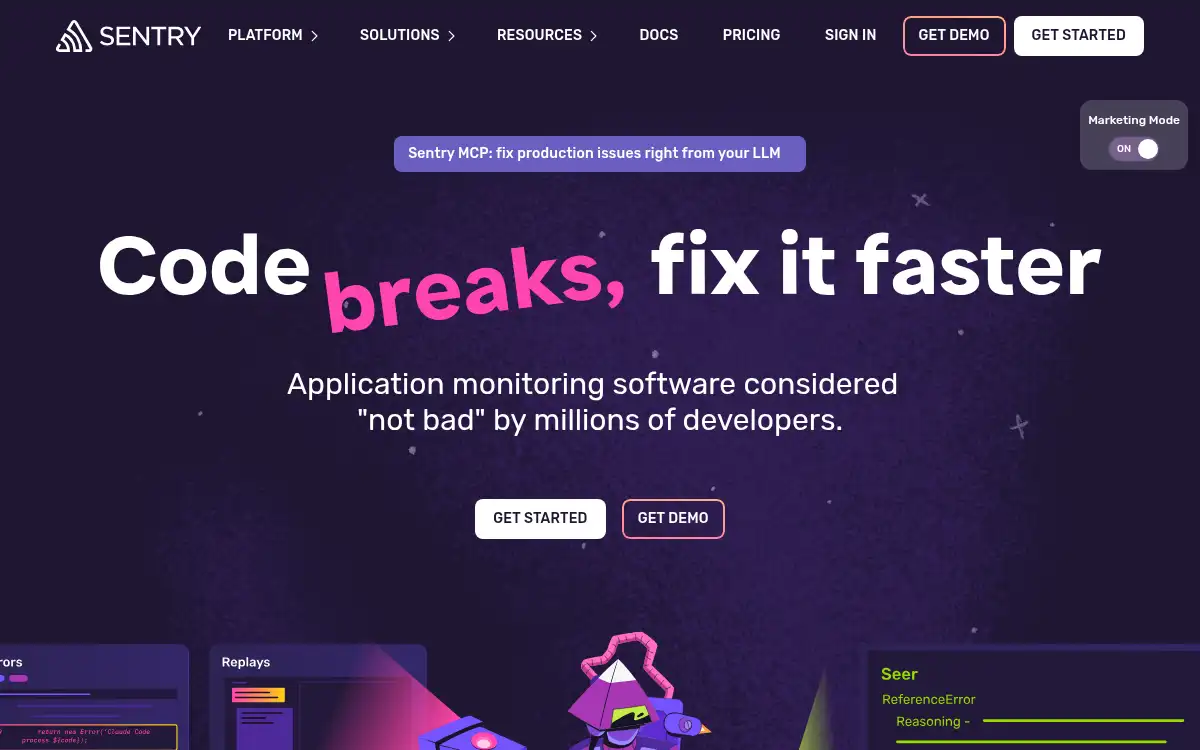 www.sentry.io screenshot