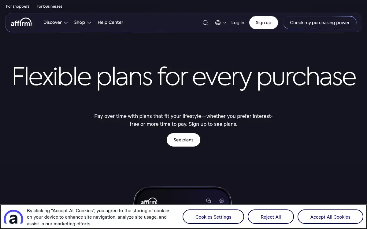 www.affirm.com screenshot