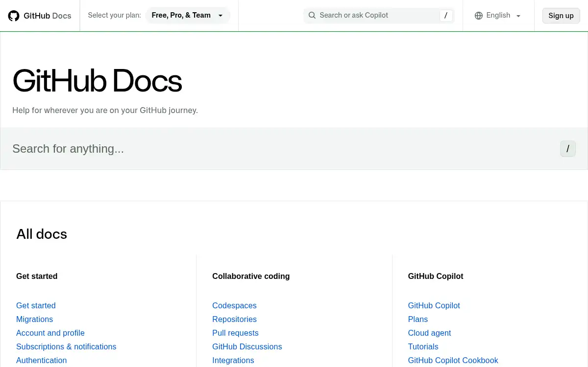 docs.github.com screenshot