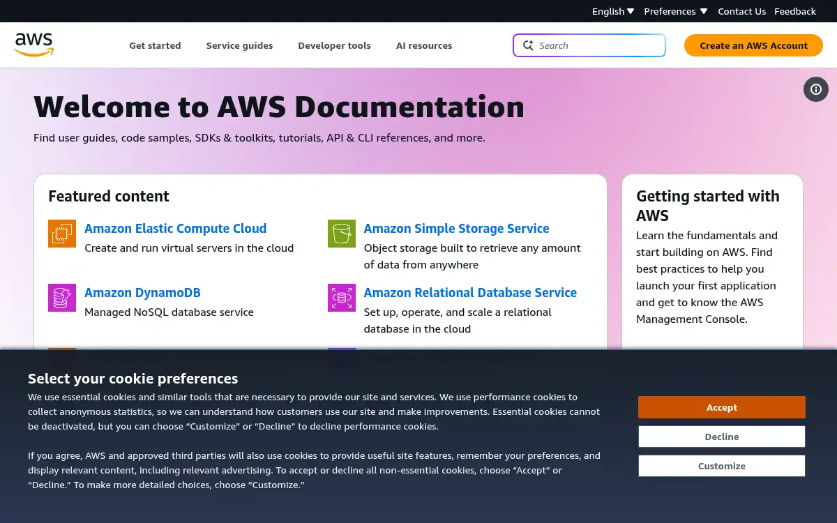 docs.aws.amazon.com screenshot
