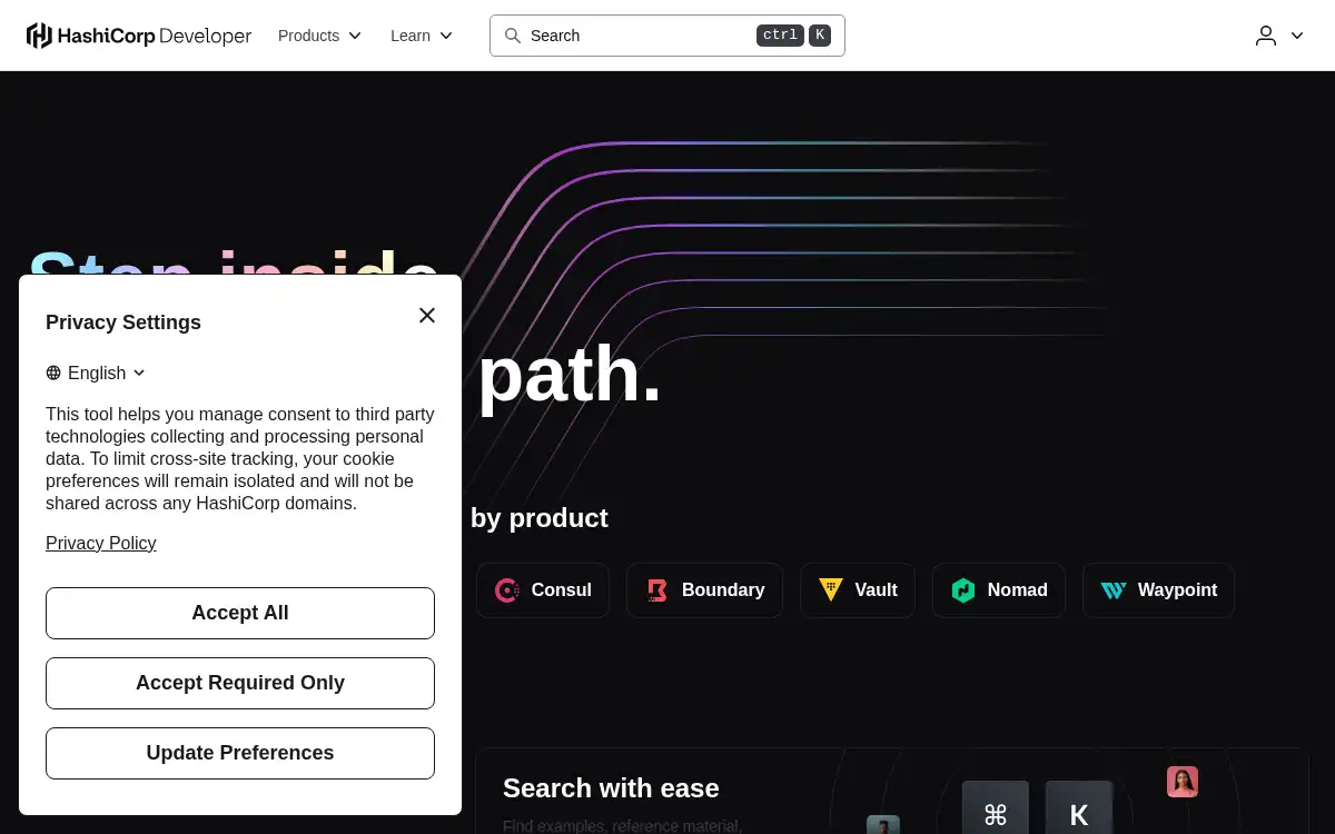 developer.hashicorp.com screenshot