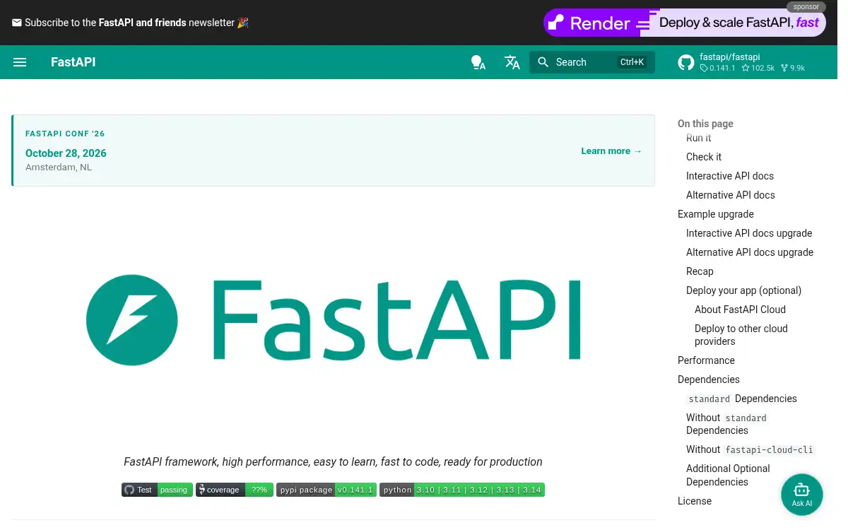 fastapi.tiangolo.com screenshot