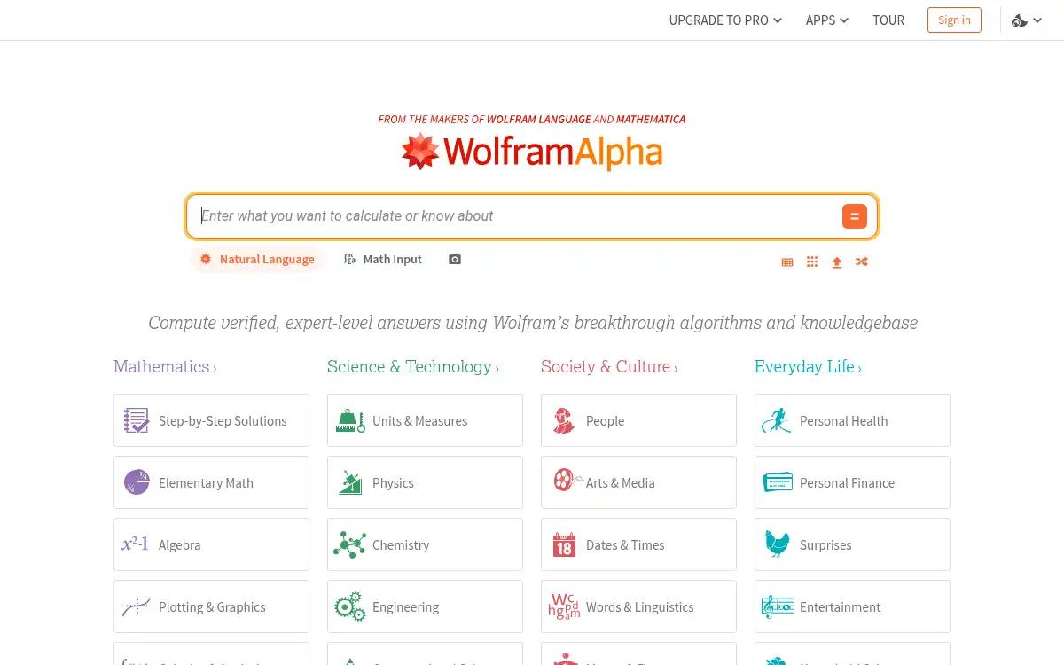 www.wolframalpha.com screenshot