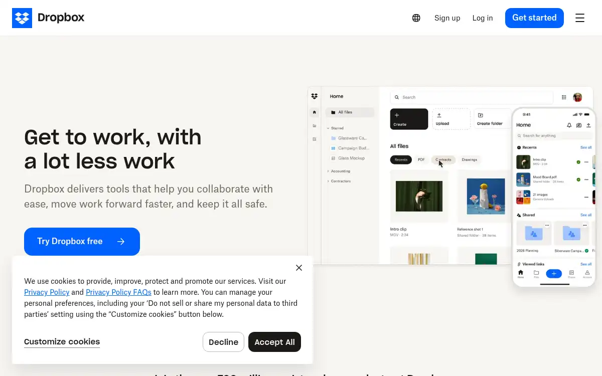 www.dropbox.com screenshot