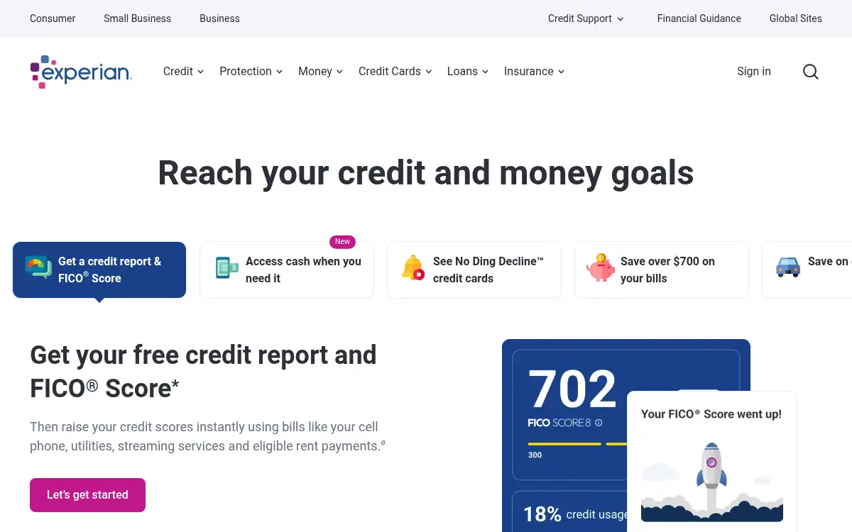 www.experian.com screenshot