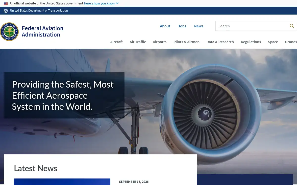 www.faa.gov screenshot