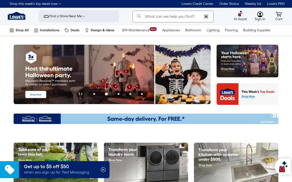 www.lowes.com screenshot